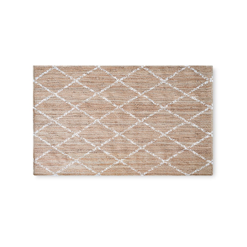 Dywan z juty ręcznie robiony West biały 160x230cm – Geometryczny wzór, ekologiczny i biodegradowalny