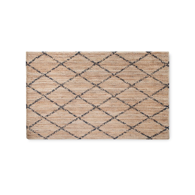 Dywan jutowy West Black 160x230 cm – ręcznie robiony, naturalny z czarnym wzorem geometrycznym