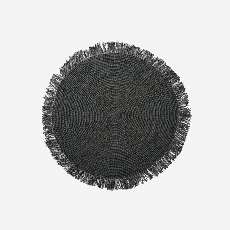 Okrągły dywan Erik ciemnoszary Ø90 cm ręcznie robiony z frędzlami ecofriendly