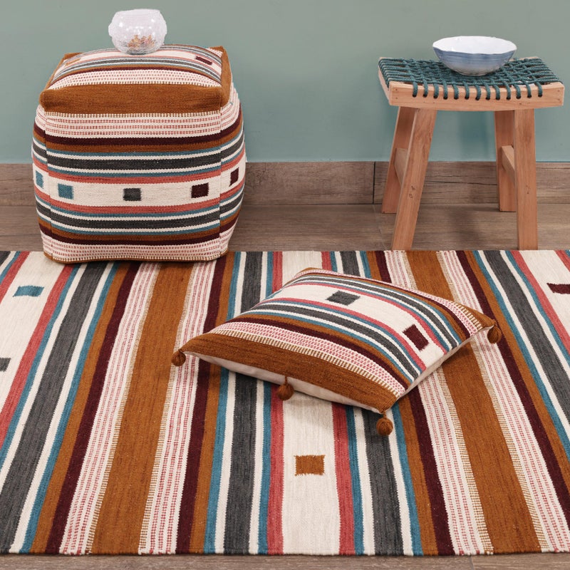 Dywan wełniany Capadocia Gold wielokolorowy prostokątny 140x200cm