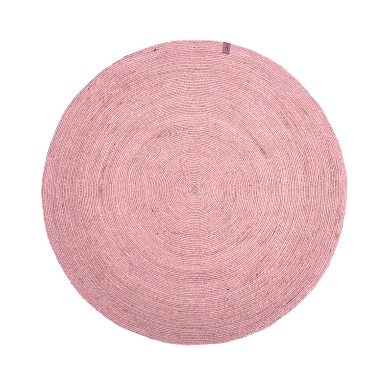 Dywan vintage okrągły Ø90 cm różowy jednokolorowy – styl retro, dekoracyjny akcent