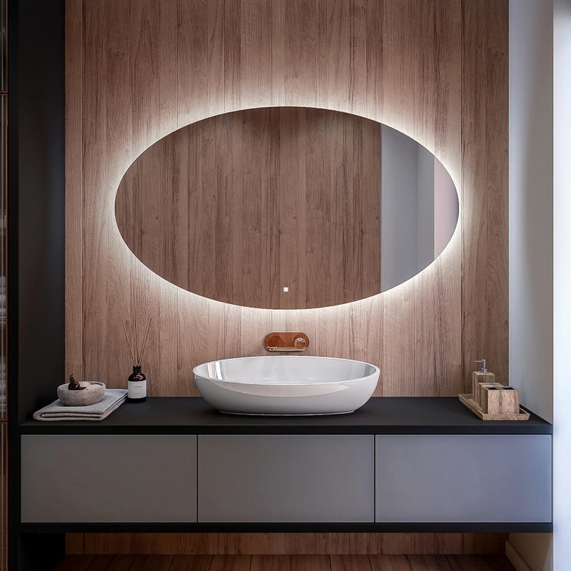 Lustro łazienkowe z podświetleniem LED (80x60cm) Lustro z podświetleniem LED (TEL109) Przełącznik dotykowy