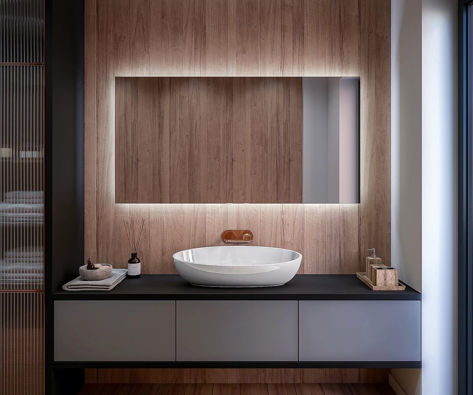 Lustro z oświetleniem łazienkowym LED (90x50cm) Jasne lustro LED z oświetleniem (TAN100) Chłodna biel 7000K
