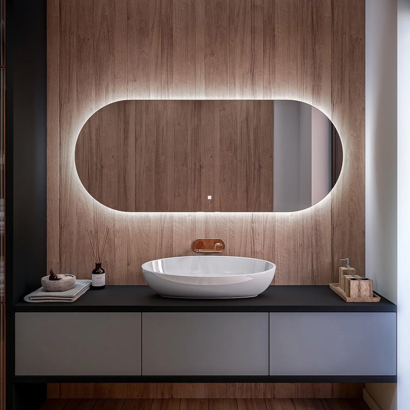 Lustro z podświetleniem LED do łazienki (180x50 cm) Lustro z podświetleniem LED (TST107) Przełącznik dotykowy
