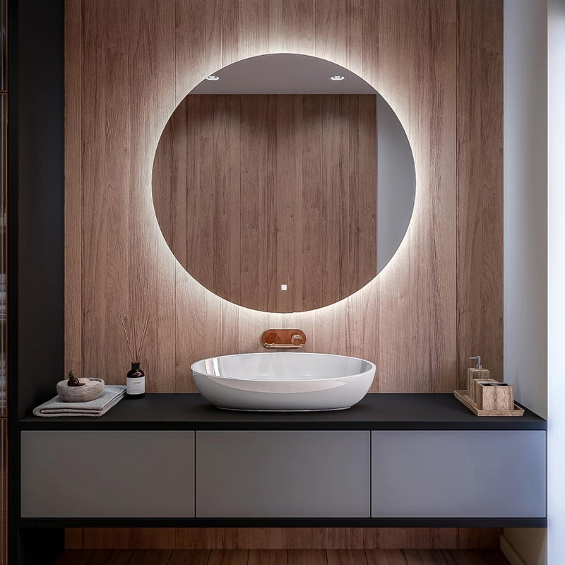 Lustro z podświetleniem LED do łazienki (80x80 cm) Lustro z podświetleniem LED (TAO110) Przełącznik dotykowy