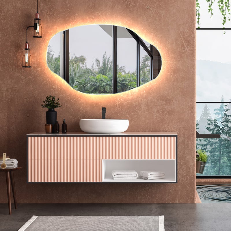 Lustro z oświetleniem łazienkowym LED (94x64cm) Jasne lustro z oświetleniem LED (OBK221) Chłodna biel 7000K