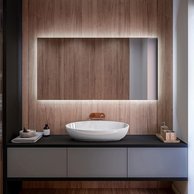 Lustro z oświetleniem łazienkowym LED (110x90cm) Jasne lustro LED z oświetleniem (TAN100) Chłodna biel 7000K