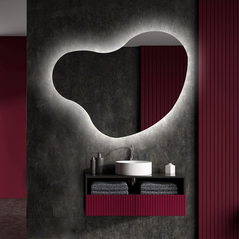 Podświetlane lustro łazienkowe LED (74x54cm) Jasne lustro LED z oświetleniem (NER221) Chłodna biel 7000K