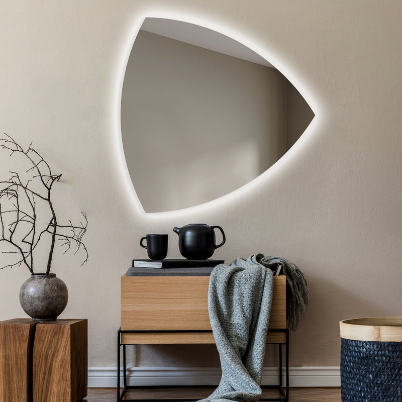 Lustro z oświetleniem łazienkowym LED (74x74cm) Jasne lustro LED z oświetleniem (TRR221) Chłodna biel 7000K