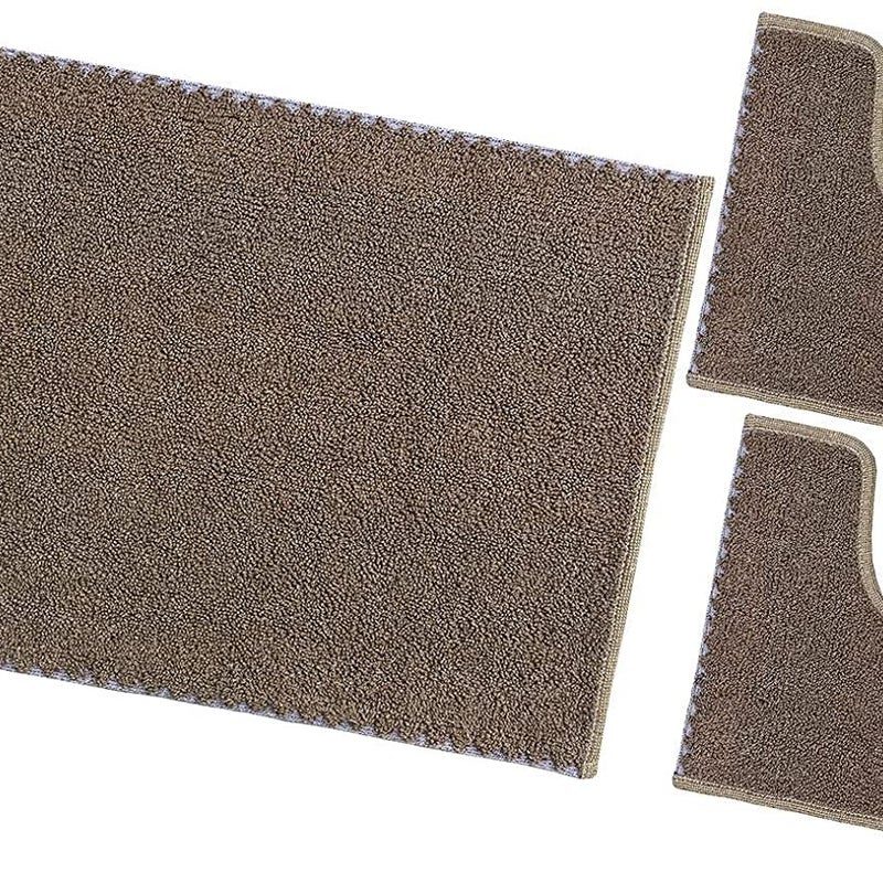 Dywanik łazienkowy Zestaw 3 sztuk Czysta Bawełna Miękki Nadaje się do prania 100% Wyprodukowano We Włoszech Brązowy