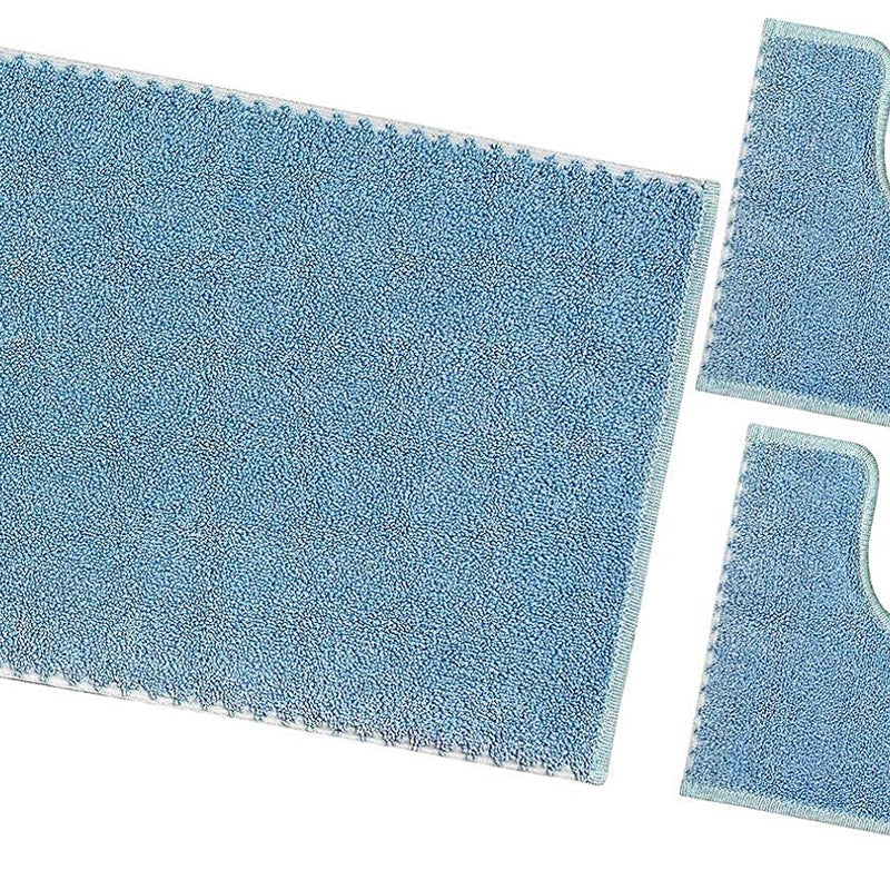 Dywanik łazienkowy Zestaw 3 sztuk Czysta Bawełna Miękki Nadaje się do prania 100% Wyprodukowano We Włoszech Jasnoniebieski