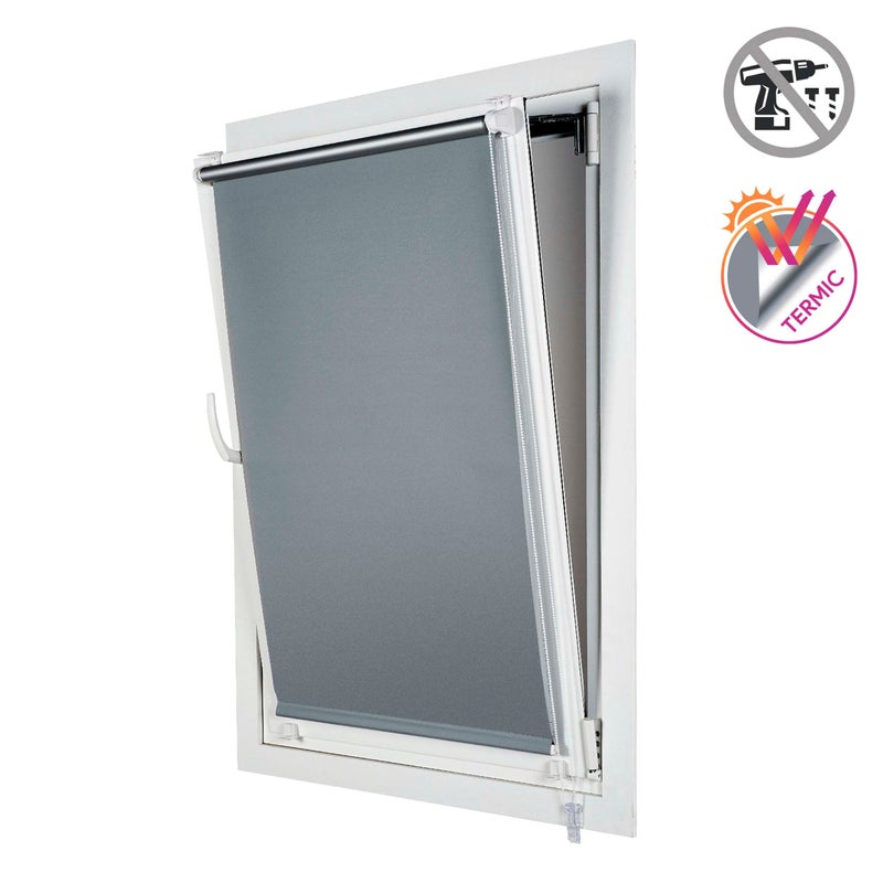 Roleta zaciemniająca EasyFix, montaż bez wiercenia srebrna, 45x180cm