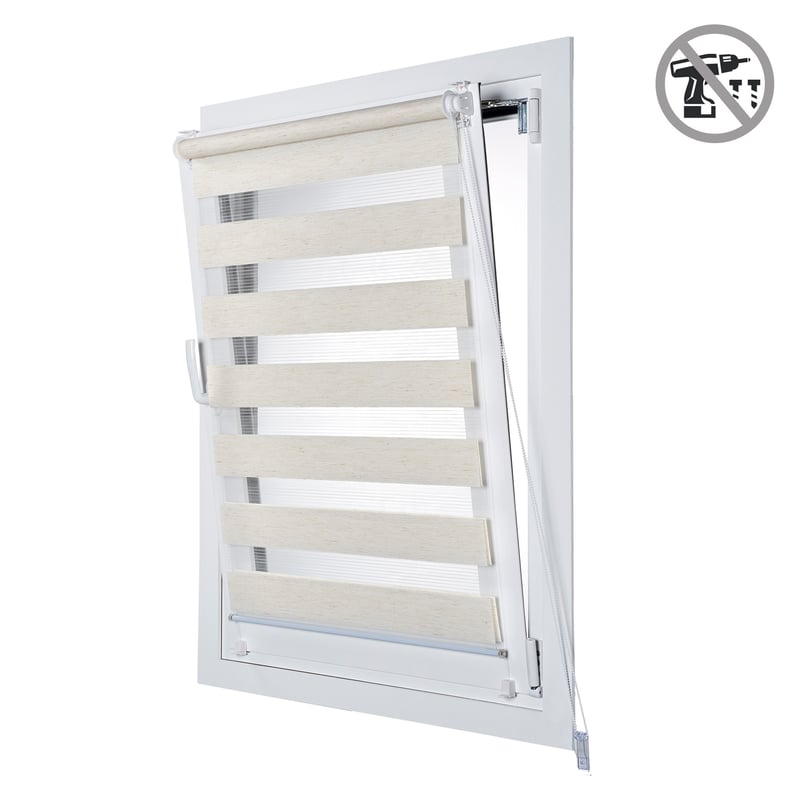 Roleta Dzień i Noc EasyFix, bez wiercenia, lniana, 150x180cm