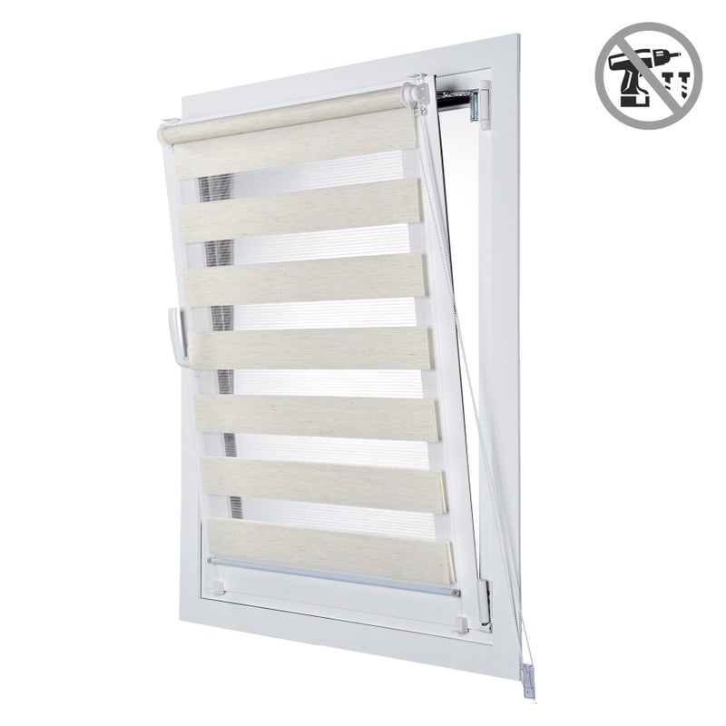 Roleta Dzień i Noc EasyFix, bez wiercenia, lniana, 45x180cm