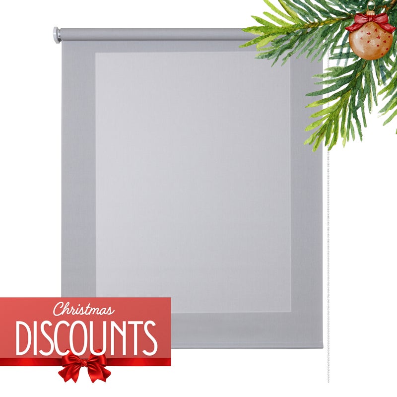 Roleta screen, przepuszczająca światło i termoizolacyjna, z tkaniny technicznej, szara, 140x250cm