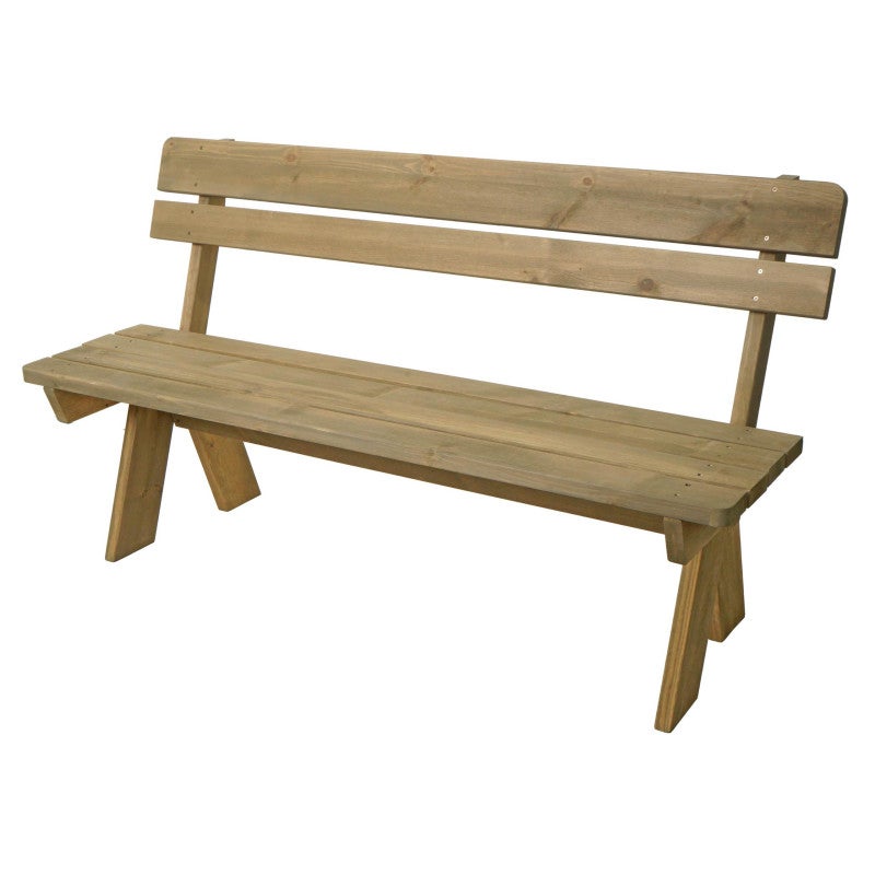 Ławka ogrodowa HWC-L66, drewniana ławka parkowa, jakość gastronomiczna, lite drewno 148cm ~ naturalny