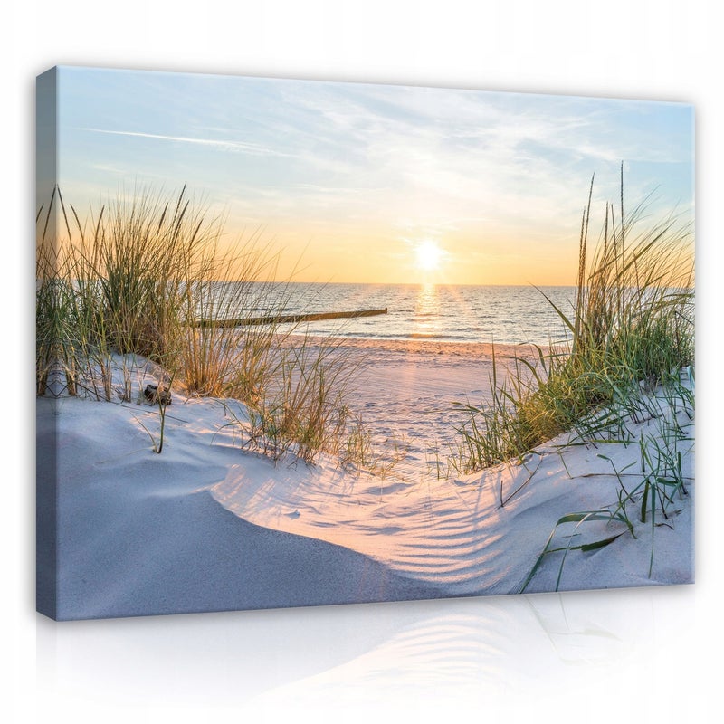 Obraz na płótnie ścianę Plaża Morze Zachód Słońca 60x40 cm Dekoracja Ścienna do Sypialni Salonu