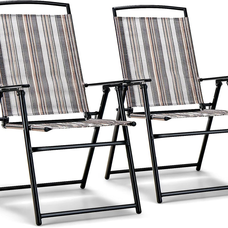 Zestaw 2 krzeseł ogrodowych, składanych krzeseł z podłokietnikami, krzesła balkonowe z oddychającym materiałem, krzesła tarasowe do ogrodu, balkon