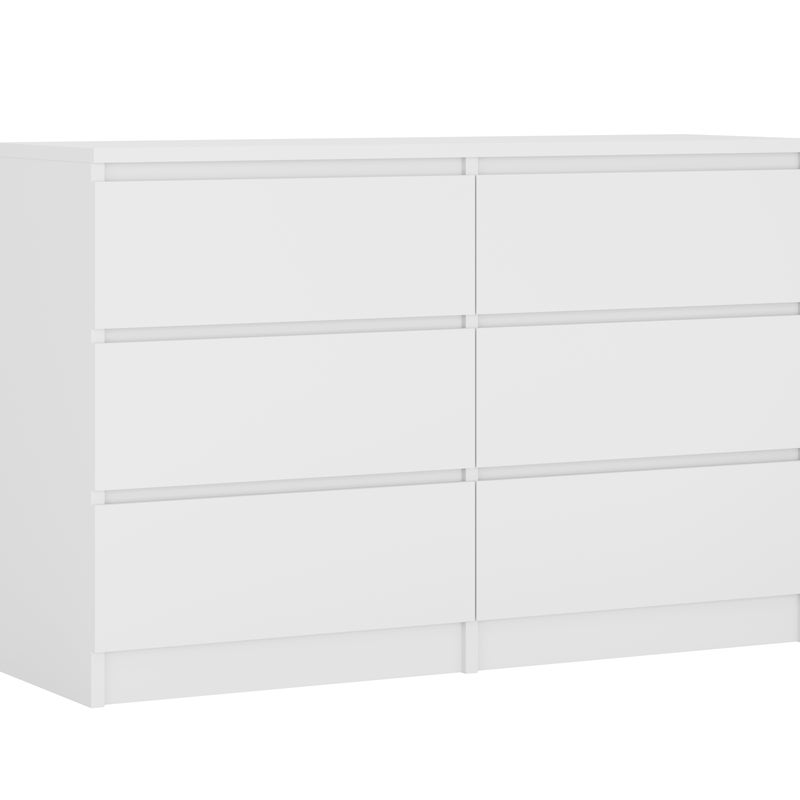 Komoda : 6 szuflad, Biały Matowy, 120 x 78 x 39 cm