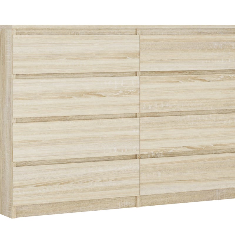 Komoda : 8 szuflad, Dąb Sonoma, 138 x 101 x 39 cm