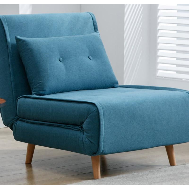 Fotel rozkładany tapicerowany niebieski URIBIA