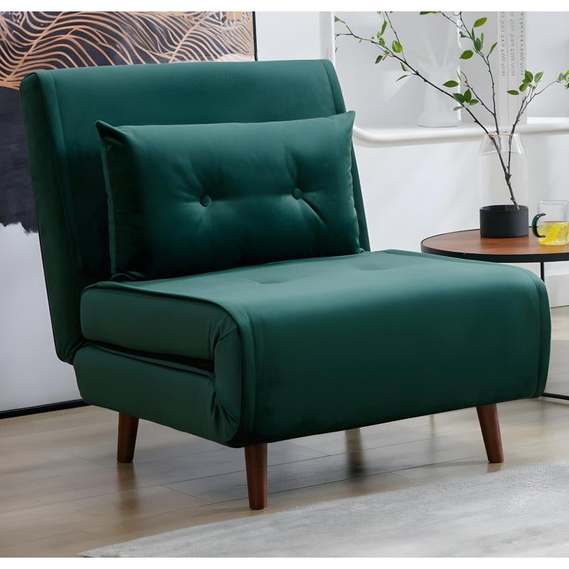 Fotel rozkładany z weluru butelkowa zieleń – URIBIA