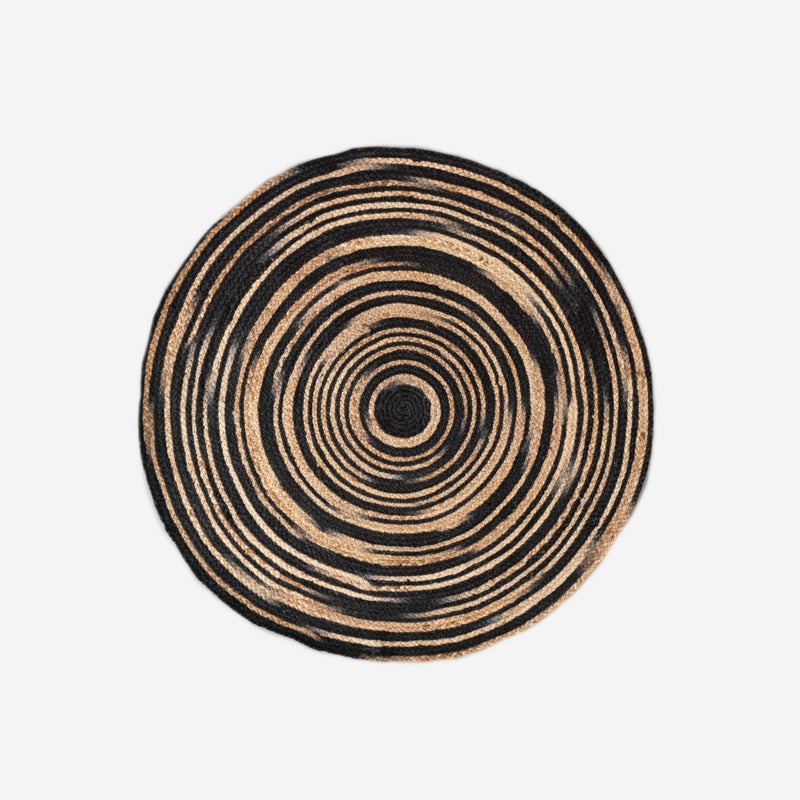 Okrągły dywan z juty czarny Ø90 cm Naturalny, trwały i ręcznie wykonany