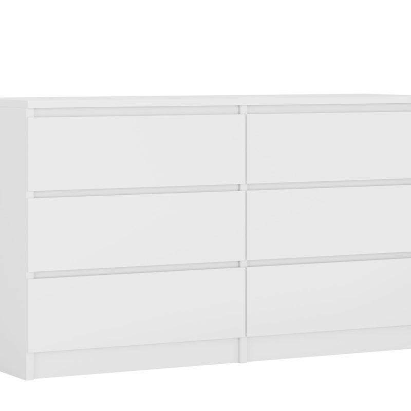 Komoda : 6 szuflad, Biały Matowy, 138 x 78 x 39 cm