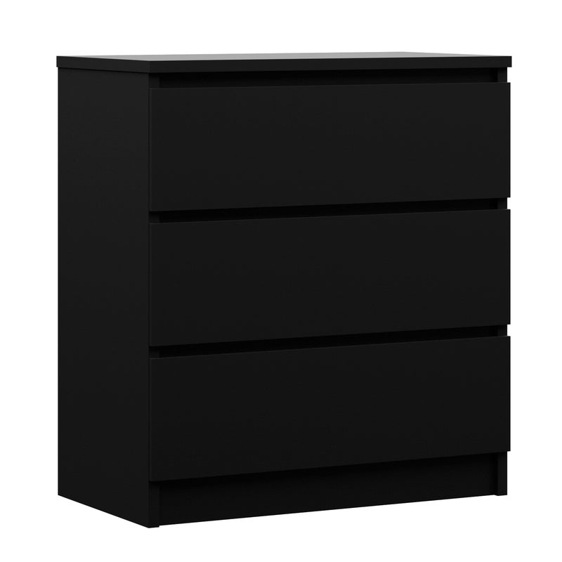 Komoda : 3 szuflady, Czarny Matowy, 78 x 70 x 39 cm