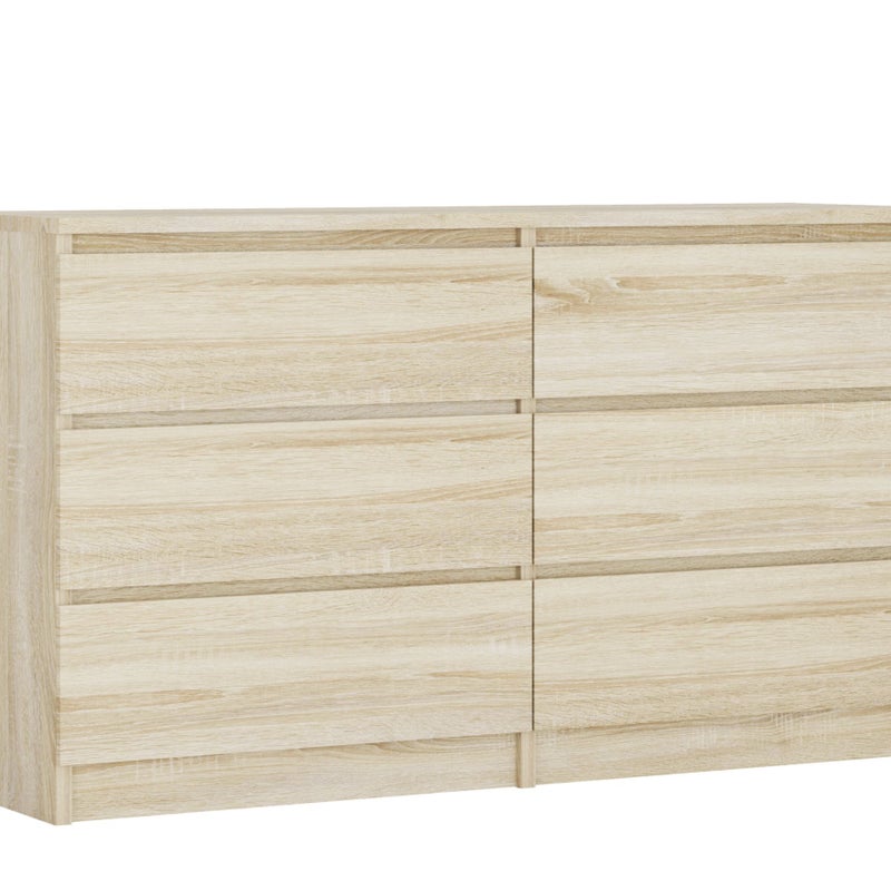Komoda : 6 szuflad, Dąb Sonoma, 138 x 78 x 39 cm