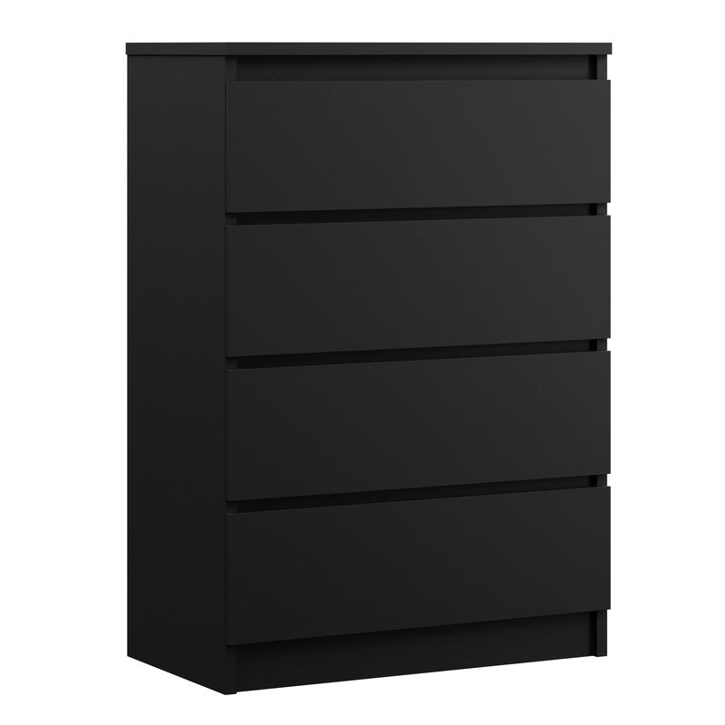 Komoda : 4 szuflady, Czarny Matowy, 101 x 70 x 39 cm