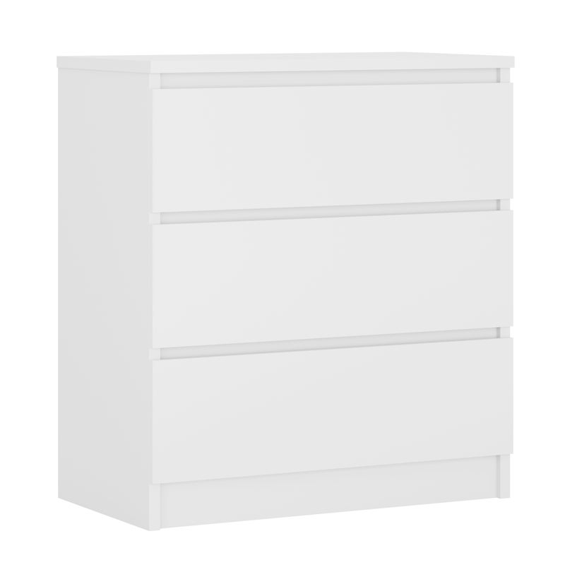 Komoda : 3 szuflady, Biały Matowy, 78 x 70 x 39 cm