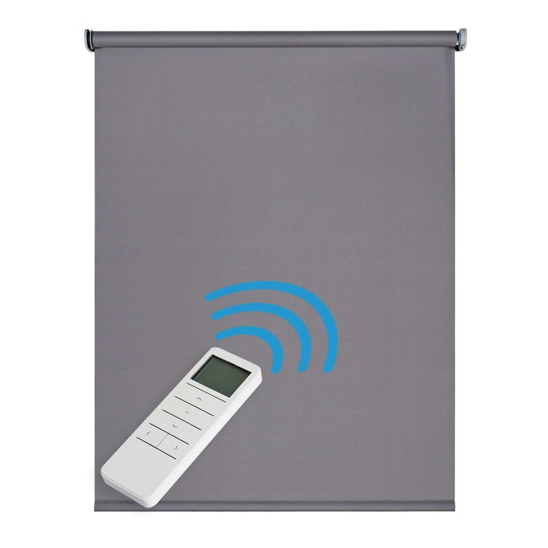 Roleta blackout, zmotoryzowana, automatyczna z baterią, silnikiem i pilotem, wykończenia premium, ciemnoszary 160 x 250 cm
