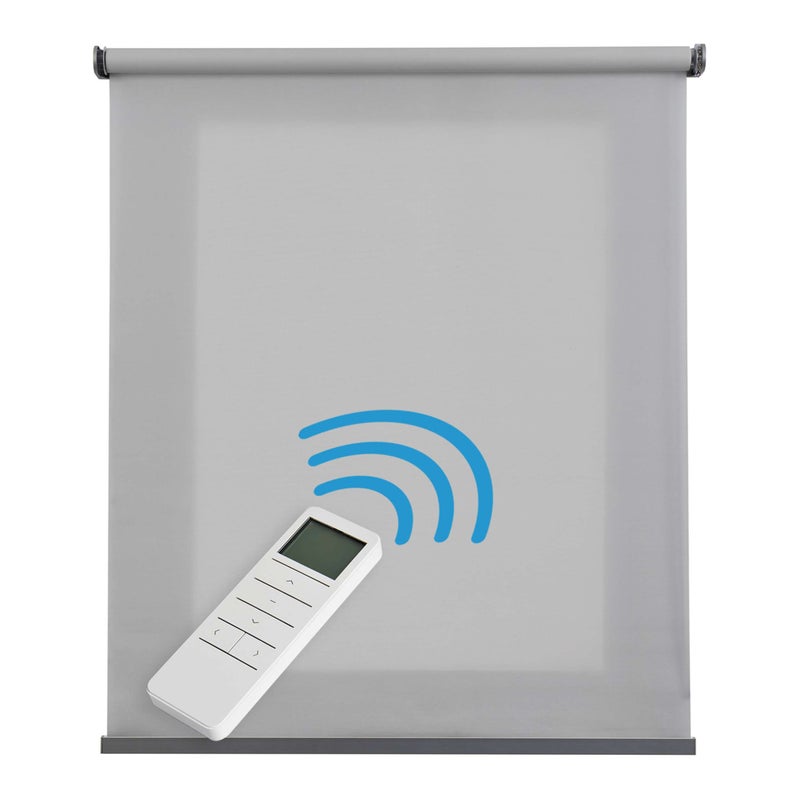 Roleta blackout, zmotoryzowana, automatyczna z baterią, silnikiem i pilotem, wykończenia premium, ciemnoszary 200 x 250 cm