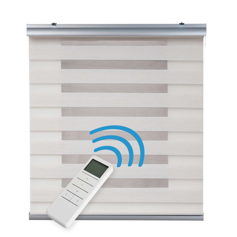 Zmotoryzowana roleta dzień i noc, automatyczna z baterią, silnikiem i pilotem, wykończenie premium, beżowy 200 x 250 cm