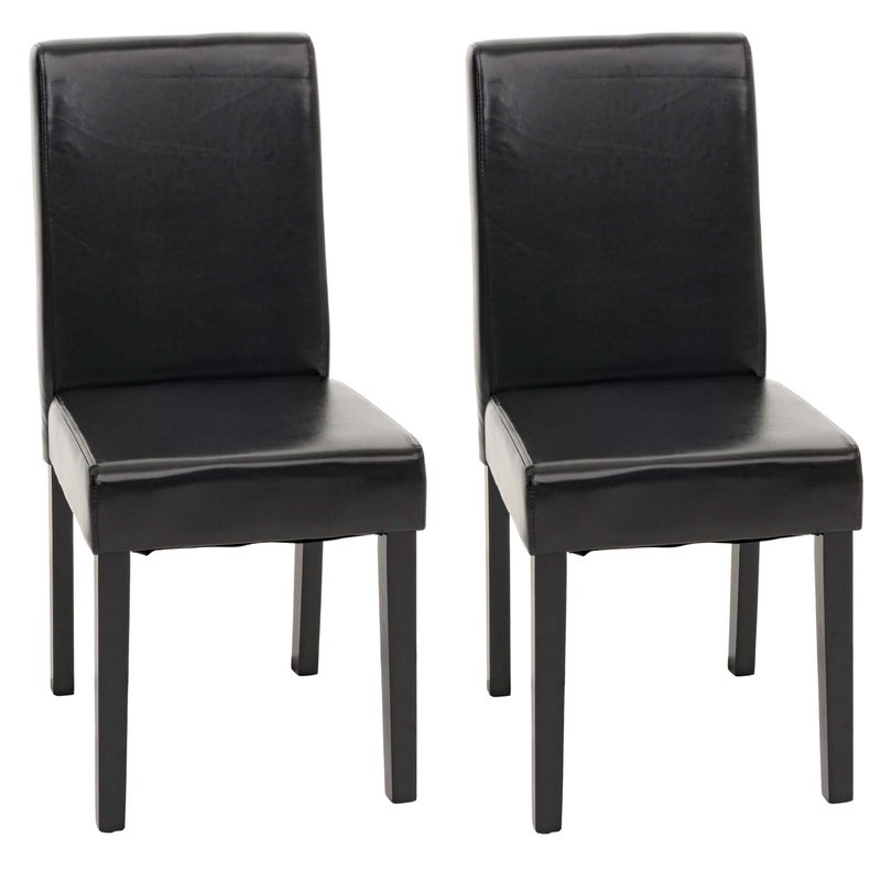 Zestaw 2 krzeseł do jadalni Krzesło kuchenne Littau ~ skóra, czarny, ciemne nogi