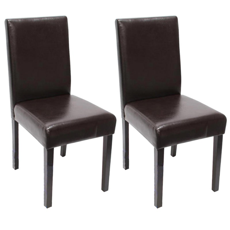 Zestaw 2 krzeseł do jadalni Krzesło kuchenne Littau ~ sztuczna skóra, brązowe, ciemne nogi