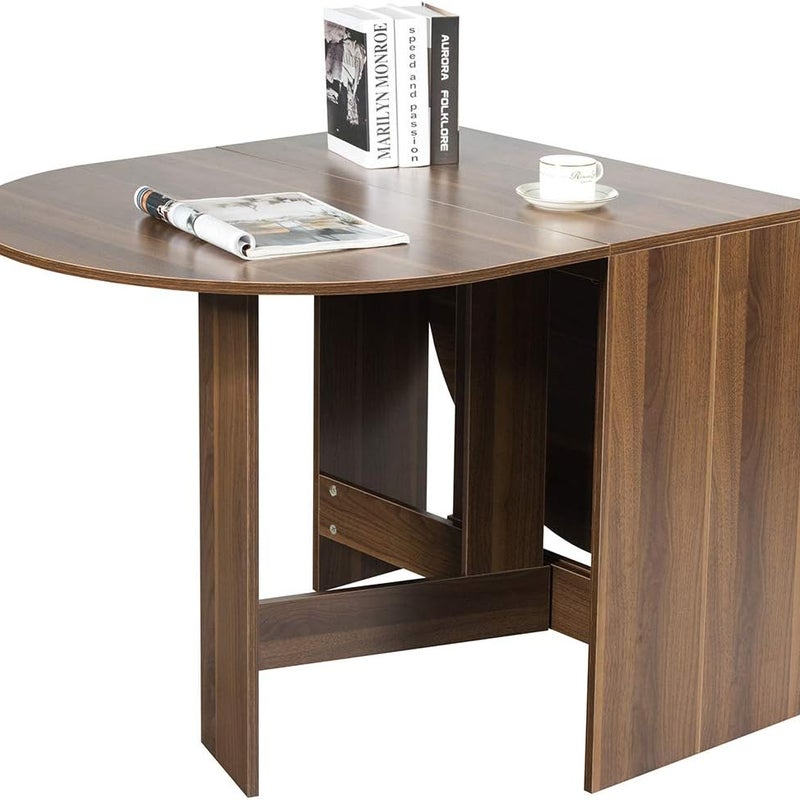 Stół do jadalni składany, stół kuchenny z drewna, stół do jadalni dla 4-7 osób, obciążenie do 60 kg, do małych pomieszczeń, 163 x 80 x 75 cm