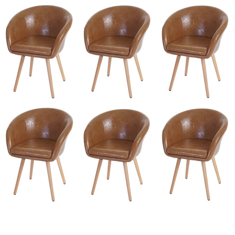 Zestaw 6 krzeseł do jadalni Malmö T633, krzesło kuchenne, styl retro lat 50. ~ sztuczna skóra, imitacja zamszu