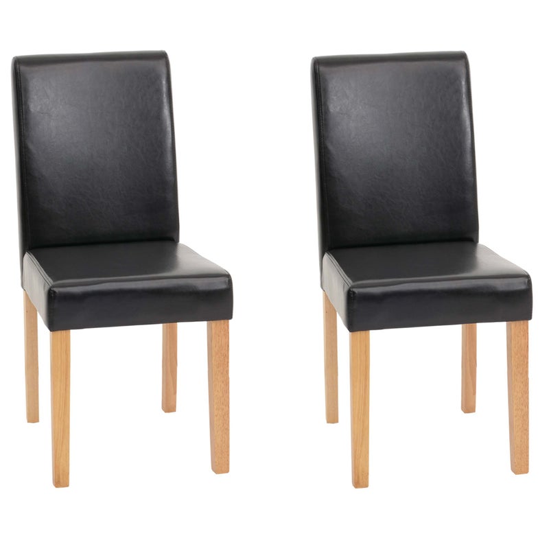 Zestaw 2 krzeseł do jadalni Krzesło kuchenne Littau ~ imitacja skóry, czarny, jasne nogi