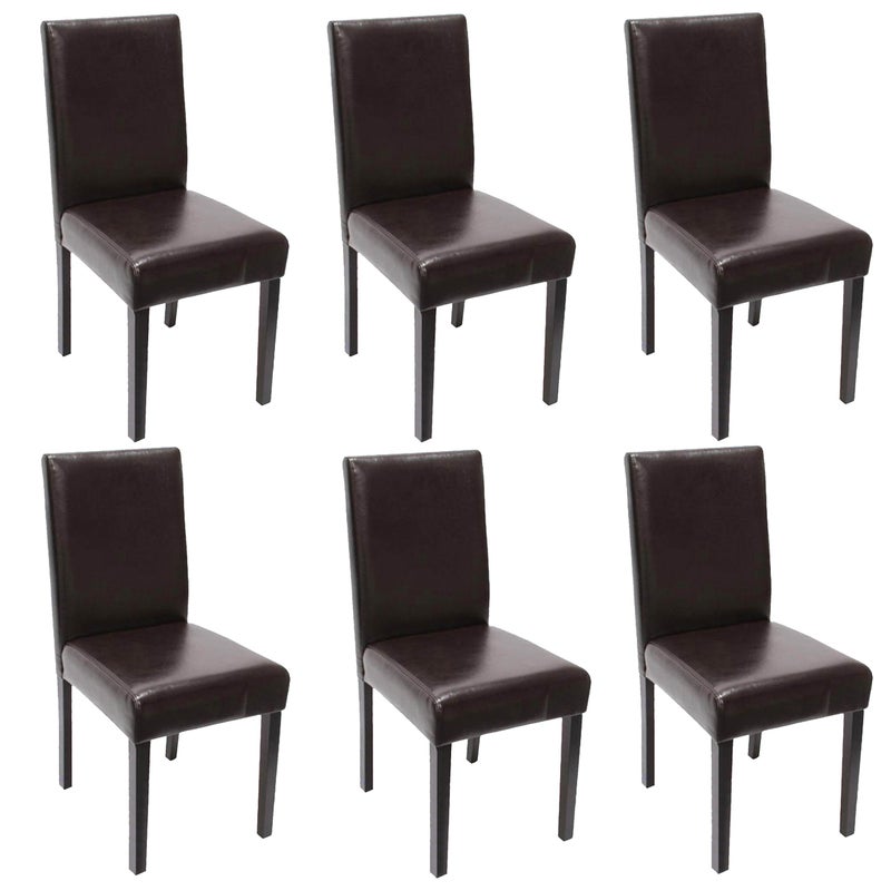 Zestaw 6 krzeseł do jadalni Krzesło kuchenne Littau ~ sztuczna skóra, brązowe, ciemne nogi