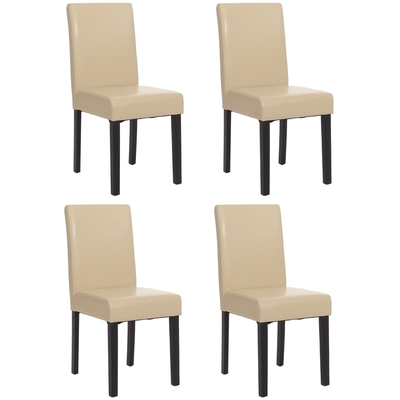 Zestaw 4 krzeseł do jadalni Krzesło kuchenne Littau z certyfikatem MVG ~ imitacja skóry, kremowe ciemne nogi