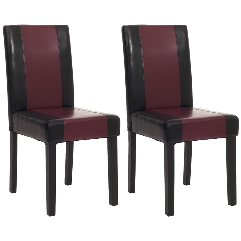 Zestaw 2 krzeseł do jadalni Krzesło kuchenne Littau ~ imitacja skóry, czarno-czerwony, ciemne nogi
