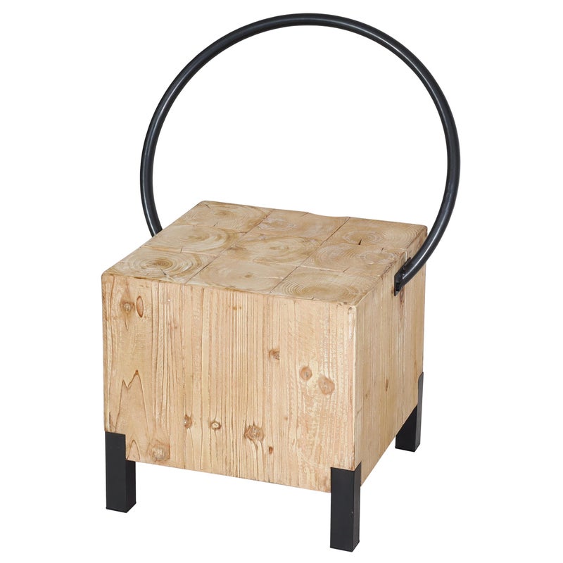 Krzesło do jadalni HWC-L76, stołek dla gości, industrialny metal z litego drewna z certyfikatem MVG, naturalny