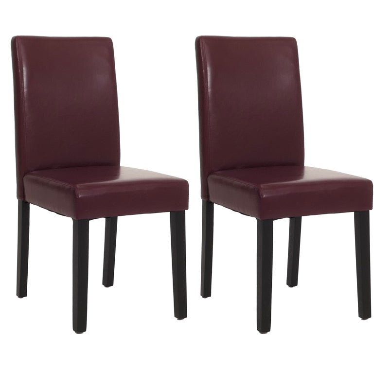 Zestaw 2 krzeseł do jadalni Krzesło kuchenne Littau ~ imitacja skóry, czerwony, ciemne nogi