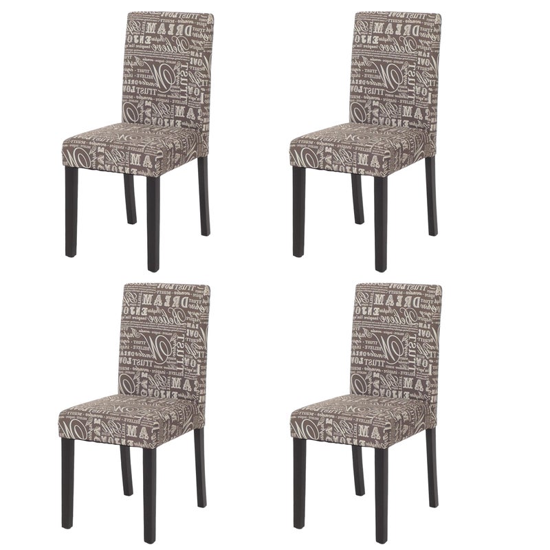 Zestaw 4 krzeseł do jadalni Krzesło kuchenne Littau ~ tkanina z napisem, szary, ciemne nogi