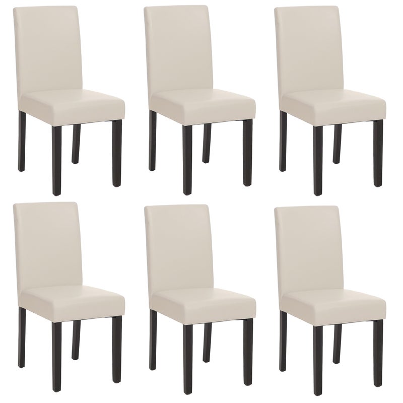 Zestaw 6 krzeseł do jadalni Krzesło kuchenne Littau ~ imitacja skóry, biały, ciemne nogi