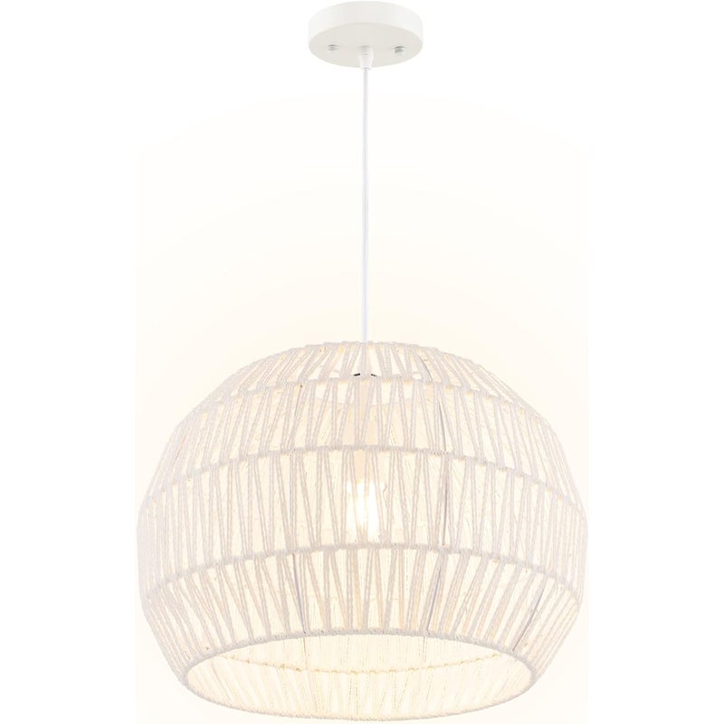 Papierowa lampa wisząca w stylu retro, boho, rustykalna, średnica 43 x 34 cm, pleciona lampa wisząca, kosz E27 (nie wchodzi w zakres dostawy) jadalni