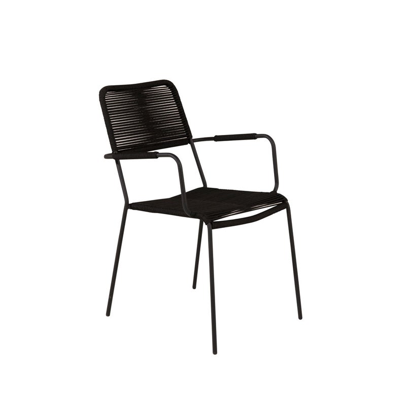 Lindos Krzesło ogrodowe z podłokietnikami czarny.
