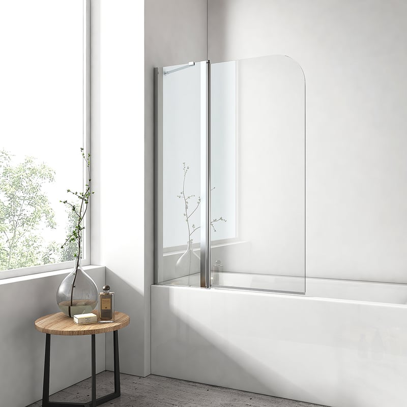 EMKE - Parawan nawannowy 100x140 cm Dwuelementowy parawan nawannowy - Nano powłoka - Chrom